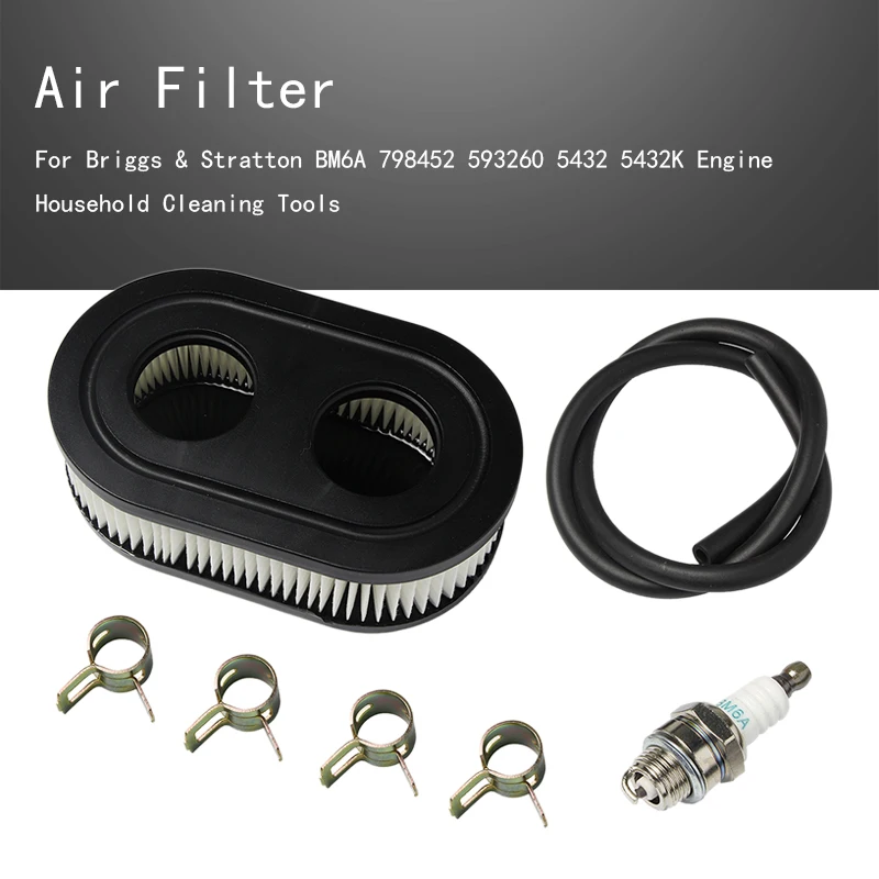 

Lawn Mower Spark Plug Air Filter Replacement Fit For Briggs & Stratton BM6A 798452 593260 5432 5432K Household Cleaning Tools