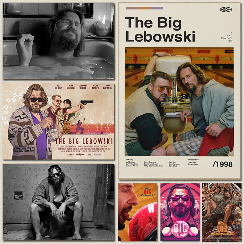 Película de comedia clásica, carteles del gran Lebowski, bolos del crimen, impresiones modernas, pintura en lienzo, imágenes de pared, decoración para el hogar y la sala de estar