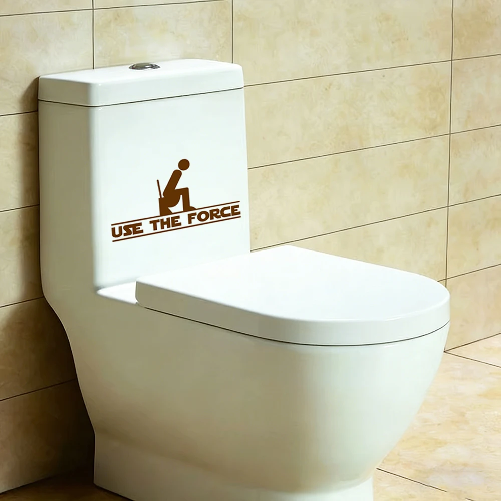 SPACE WARS BATHROOM Vinyl Wall Sticker Decor, FUNNY WC TOILET SEAT Decals Decoration, USE THE FORCE Quote Wall Decals Sticker