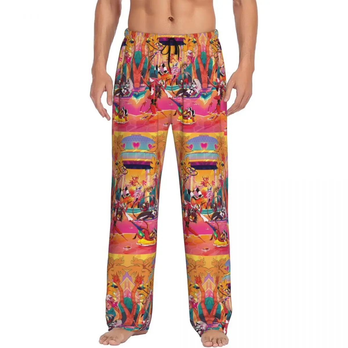 Custom Print H-Helluva Hazbins Anime Manga Hotels Pajama Pants Men Sleep Sleepwear Bottoms with Pockets