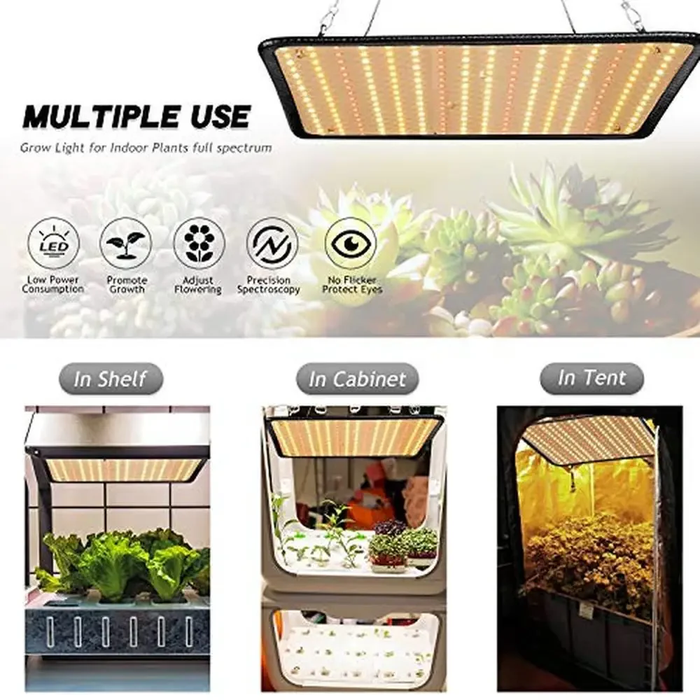 Luz LED de cultivo de 200W, lámpara de cultivo de plantas de espectro completo, tienda de cultivo de invernadero para cultivo interior, brillante, ligera, eficiente y fácil