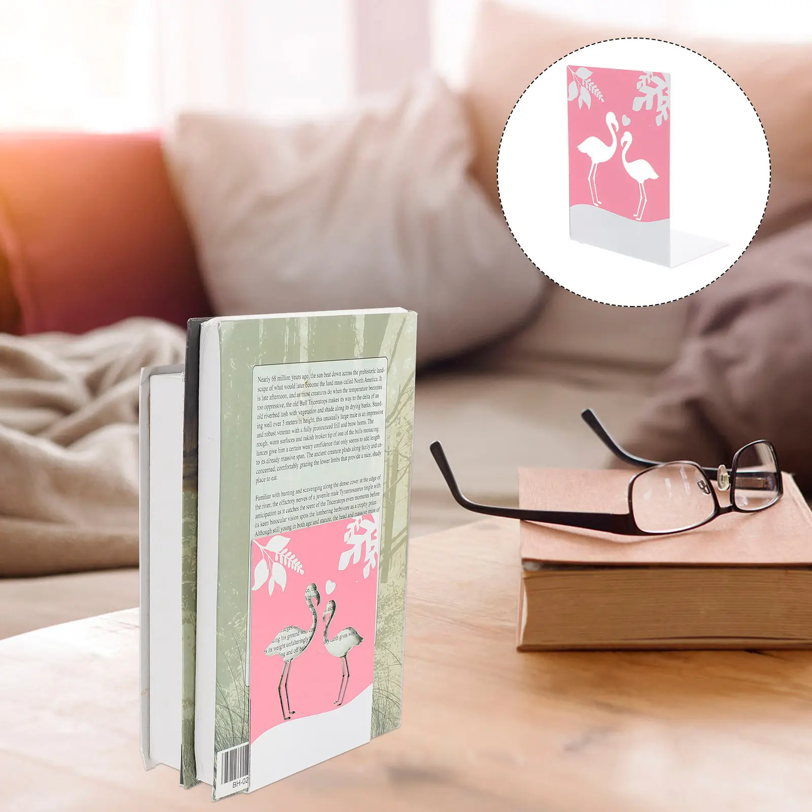 

2Pcs Flamingo Cartoon Iron Art Bookends Metal Book Stoppers Desktop Book Organizer for Home Office Bookends for Home