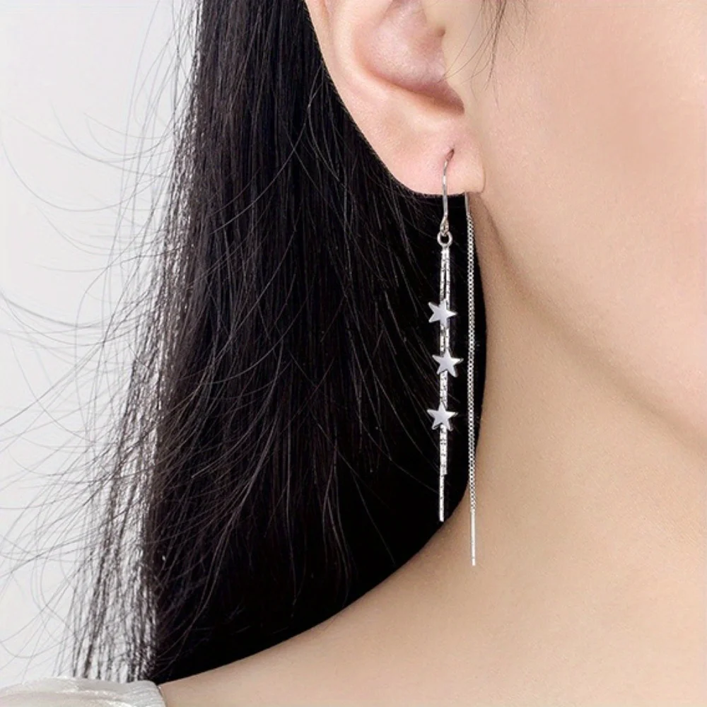 Long Tassel Chain Star Earrings for Women Fahsion Jewelry