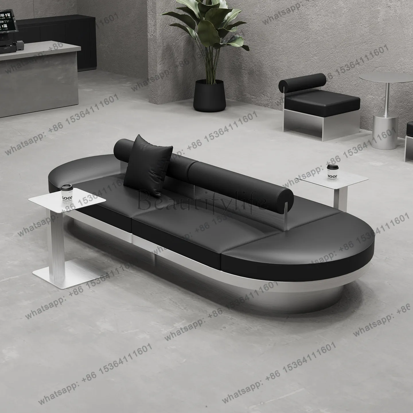 Industrial style cafe creative special-shaped double-sided card seat sofa back to back stainless steel