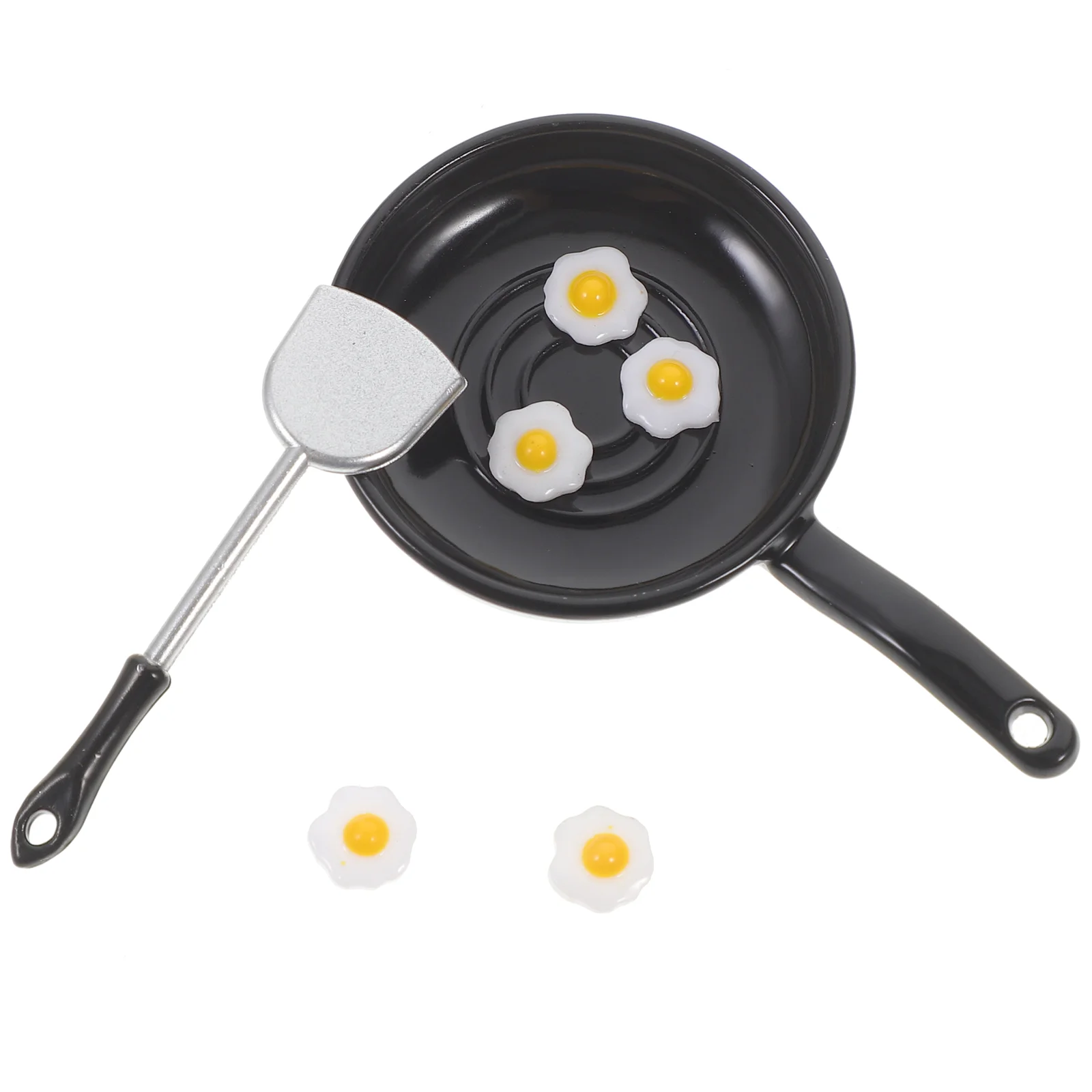 1 Set Miniature Frying Pan Miniature Fried Eggs House Kitchen Prop Model dollhouse miniature frying pan