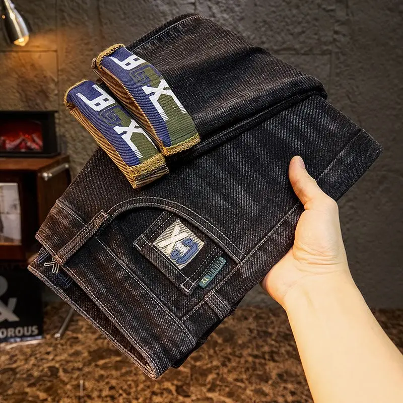 26 New Men's Jeans Slim Fit With Embroidered Patterns on Small Feet High-quality Pants With Multiple Styles to Choose From