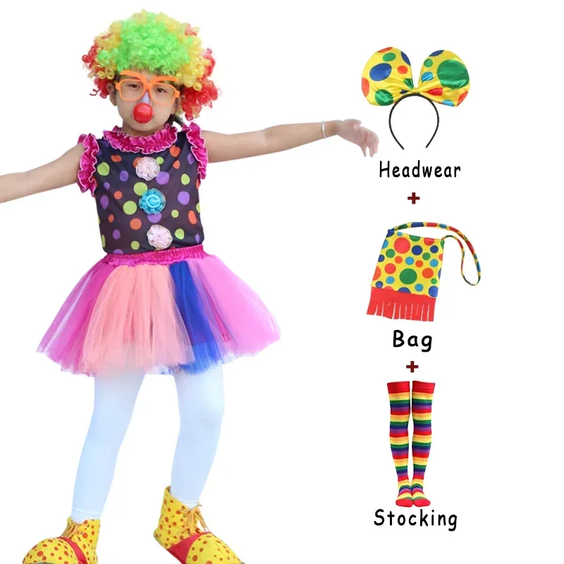 Costume cosplay da clown per bambini oversize Carnevale di Halloween Tuta natalizia Abbigliamento da compleanno da 3 a 12 anni