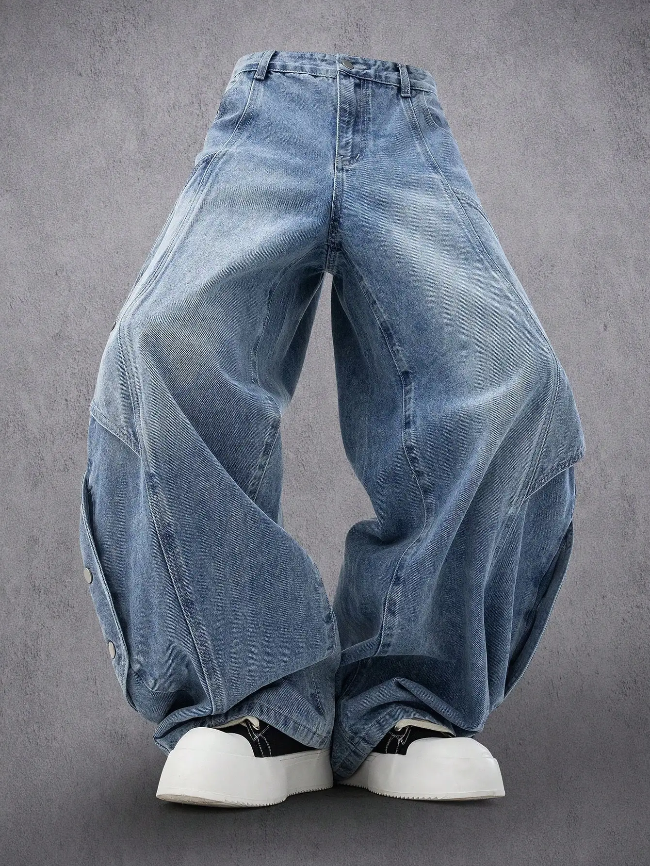 Men's Washed Blue Wide-Leg Jea - огляд і ціна Street Fashion Outfit