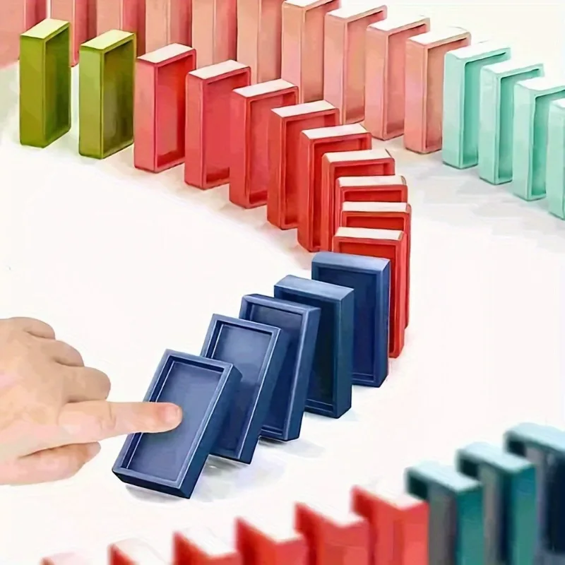 60Pcs Domino Train Playset, Locomotive Comes with Spray, with Sound and Light, Auto Sort Building Block Game