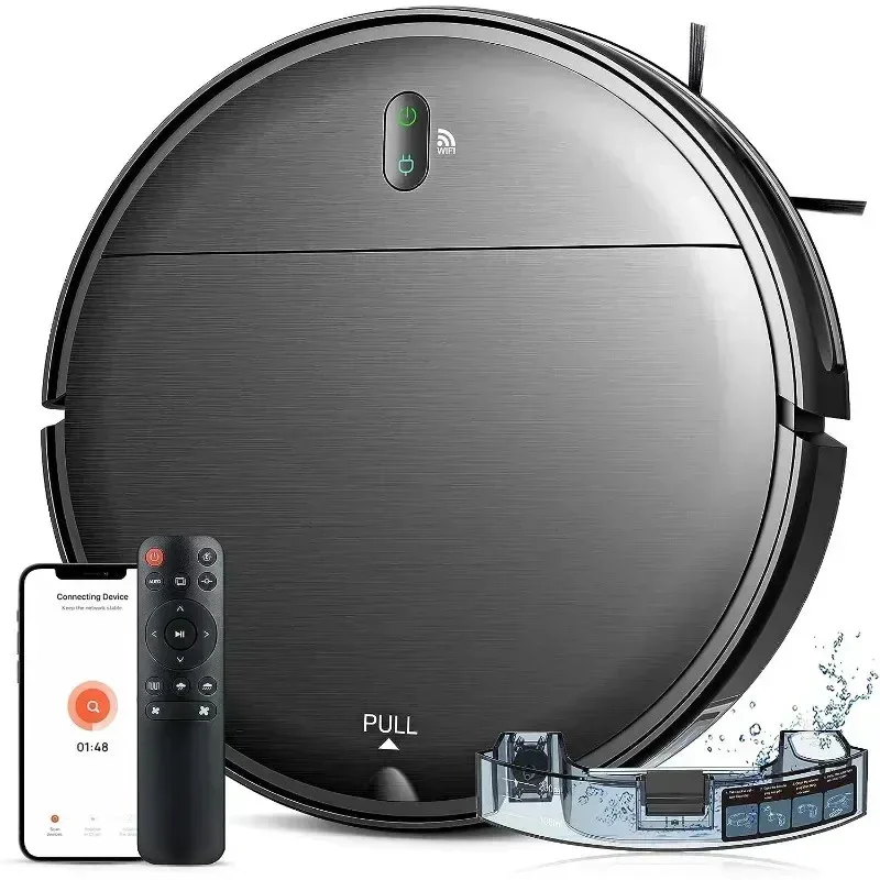 

ZAWQZAWQRobot Vacuum and Mop Combo Робот-пылесос для мытья полов 2 в 1 с расписанием, Wi-Fi/App/Alexa, максимальное всасывание 1400 Па