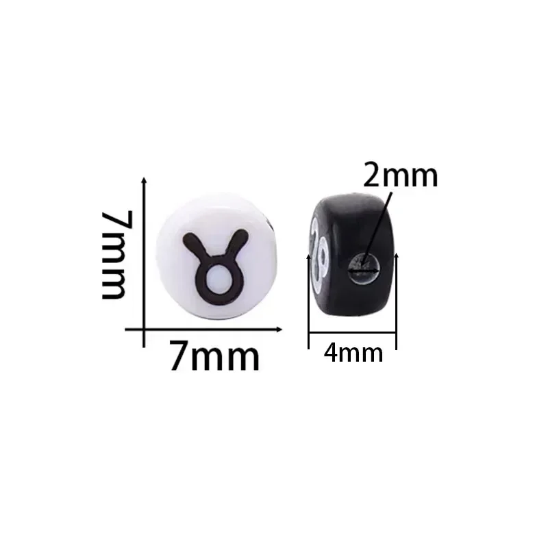 100-500PCS Colorful Mixed Zodiac Beads Wiht Hole Acrylic Constellation Beads for Jewelry Making DIY Bracelet Necklace Accessory