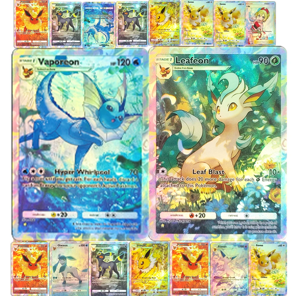 DIY Pocket Eevee Series Set Umbreon Sylveon Espeon Vaporeon Leafeon Glaceon High Quality Anime Peripheral Game Collection cards