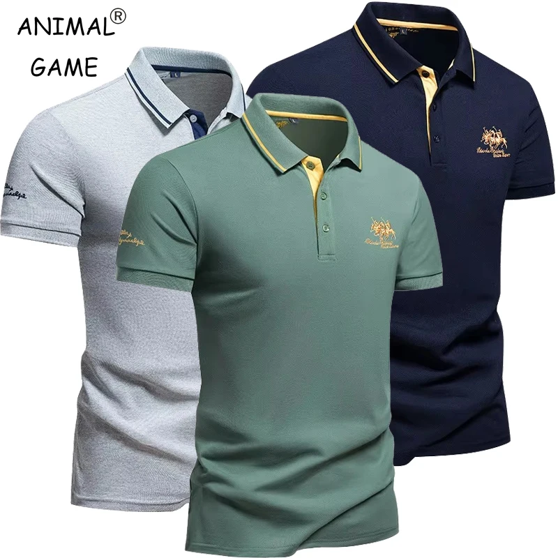 Men's Summer Short Sleeve Embroidered Polo T-Shirt  Lightweight Streetwear Casual Lapel Design Vintage Business T Shirt