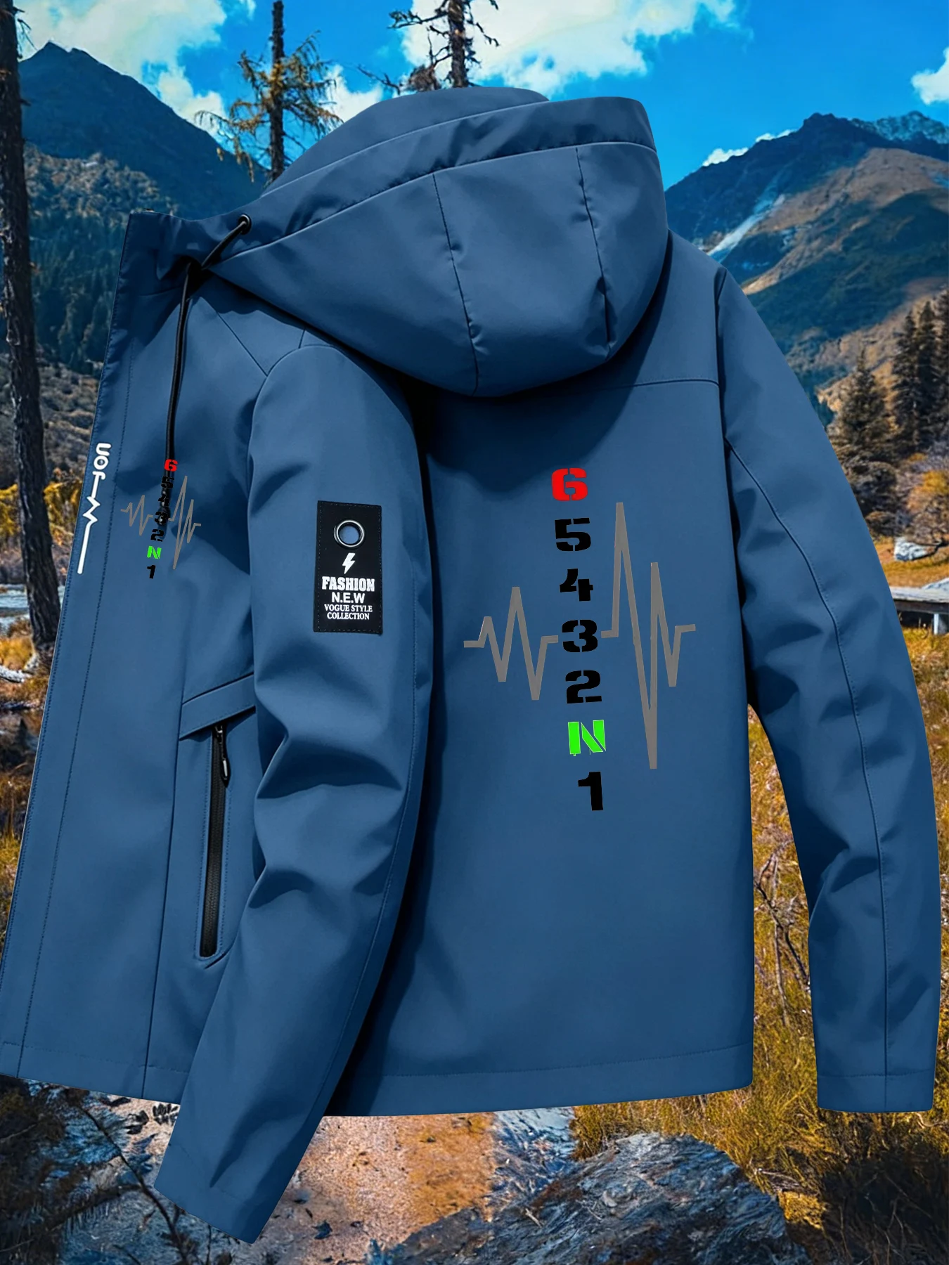 Motorcycle Gear Hoodie - Erkek Motosiklet Vites Baskılı Kapüşonlu Ceket
