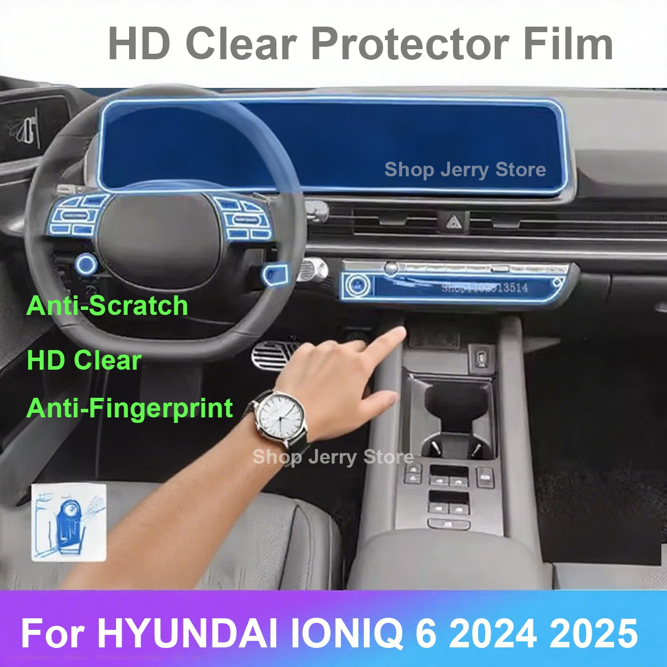 

Anti-Scratch Stickers For HYUNDAI IONIQ 6 2024 2025 Car Interior Dashboard Navigation Display Control Panel HD Clear Film
