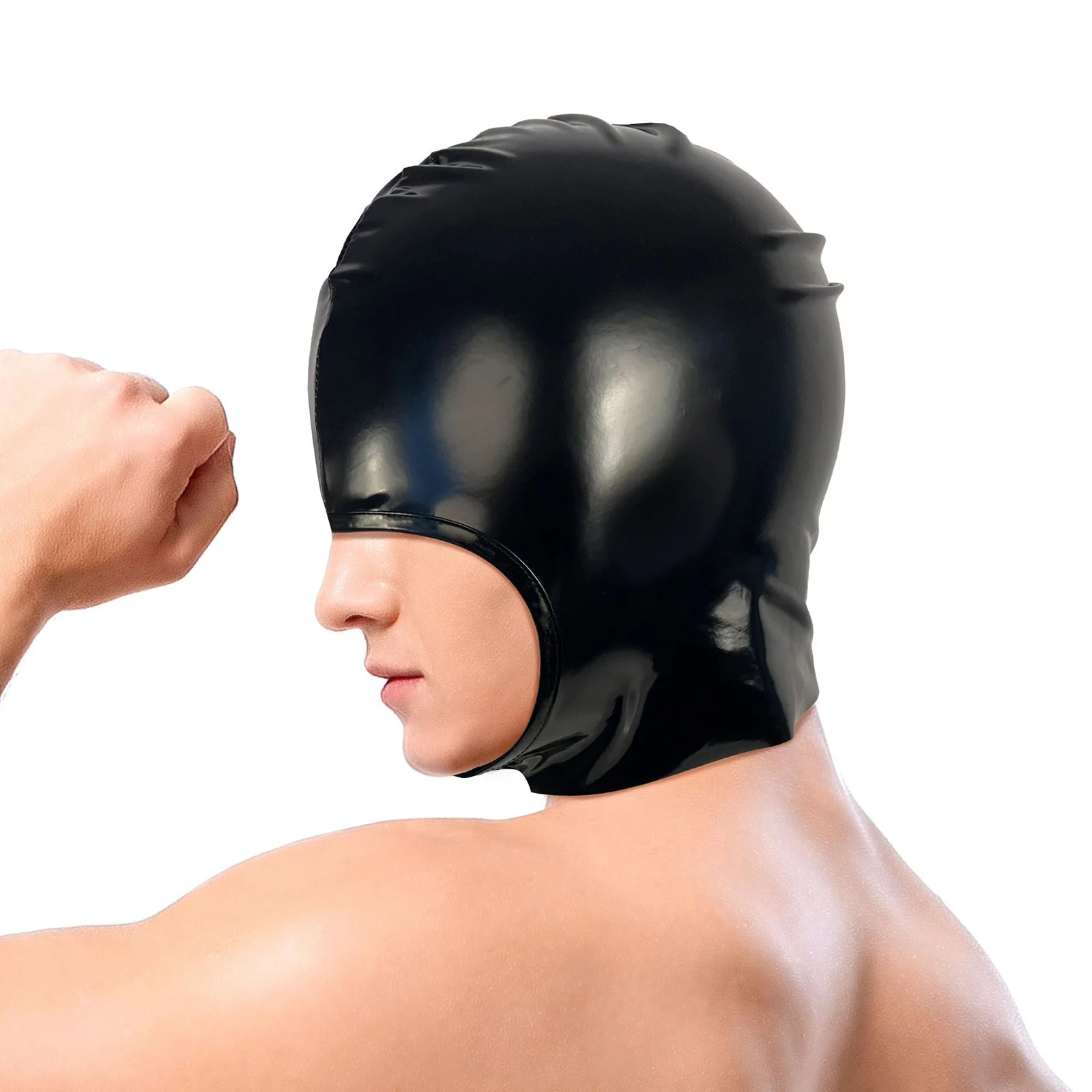 Sexy Cosplay Mask Fetish Faux Leather Full Face Hood Adult Women Men Party Games Blindfold Black BDSM Headgear Performance 6