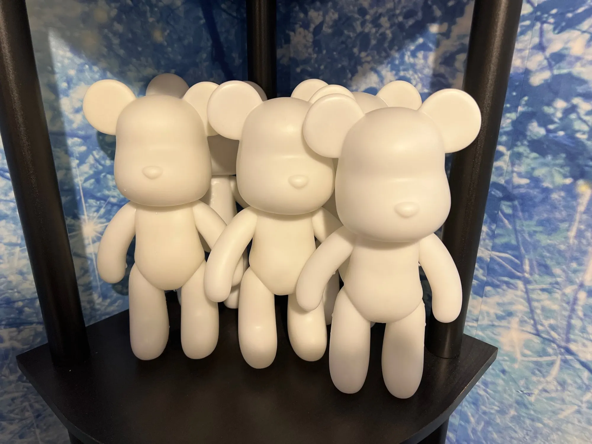 5pcs one set 23cm Vinyl Cartoon Popobe Violence Bear Momo Violent Bear White Mold for DIY Graffiti painted