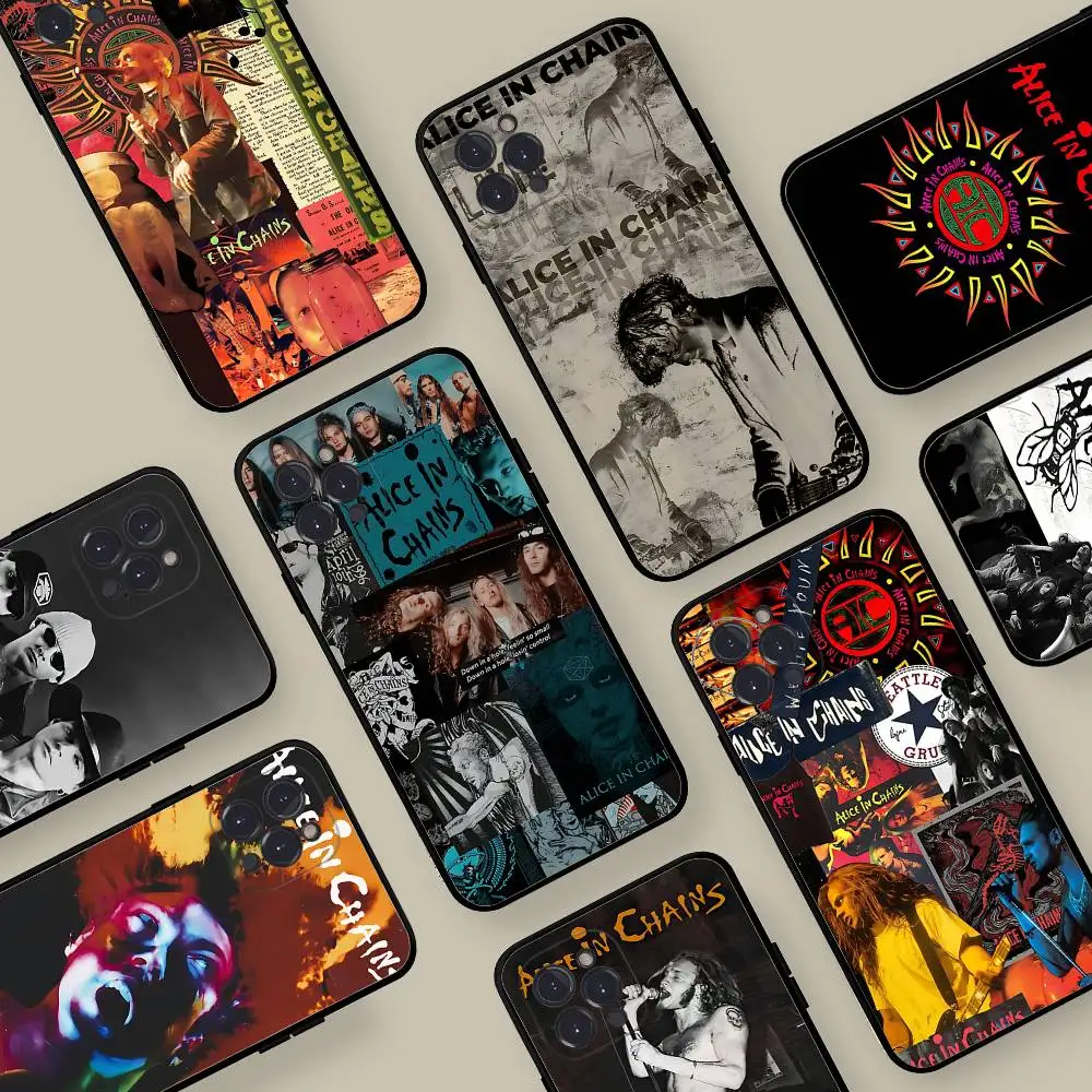 

Band A-Alice In Chains Phone Case For Iphone 16 15 17 13 14 12 11 Pro Max Plus Black Shell Cover