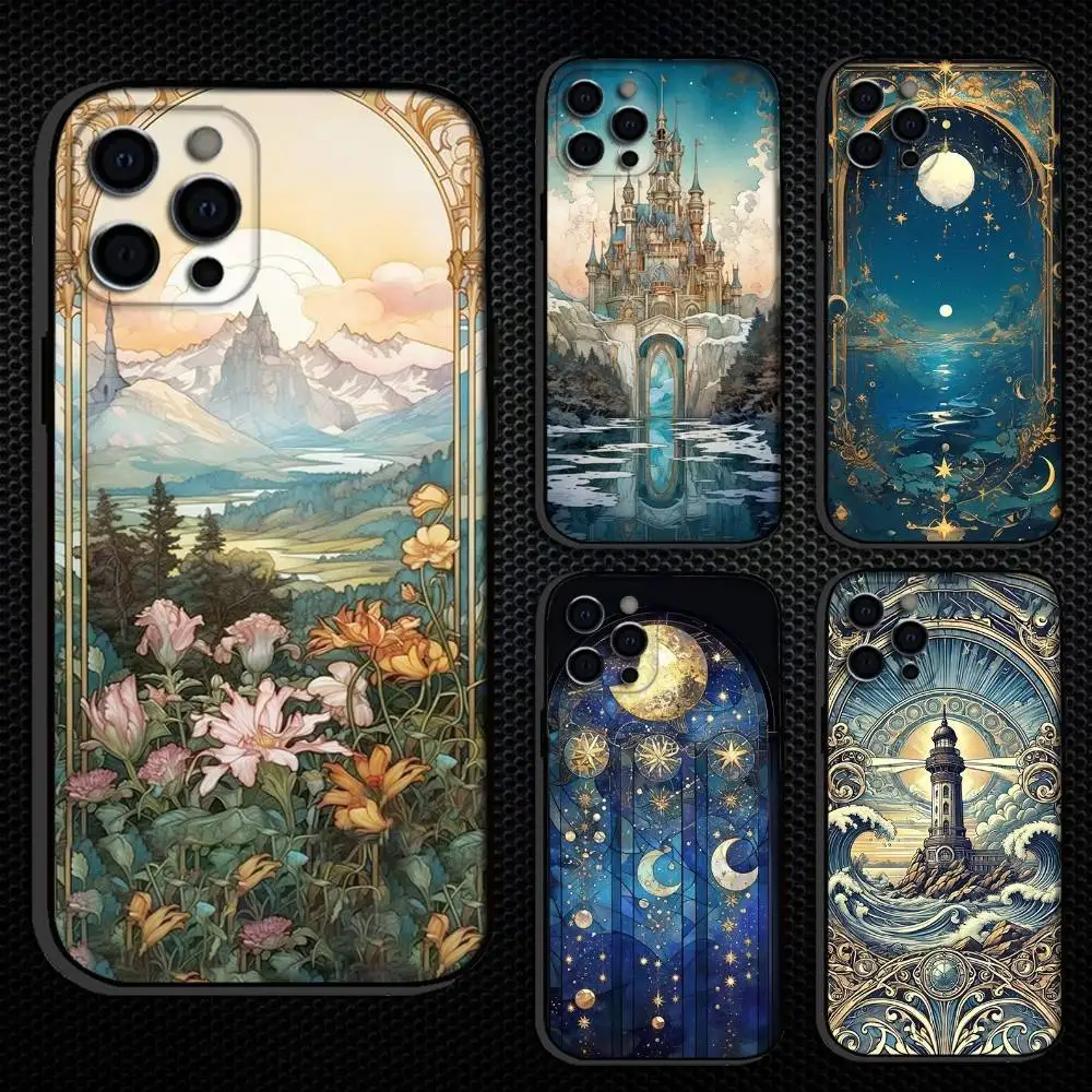 

Nouveau Drawing Of Astrology Phone Case For iPhone 16,15,14,13,12,11 Plus,Pro Max, Others Soft Black Cover