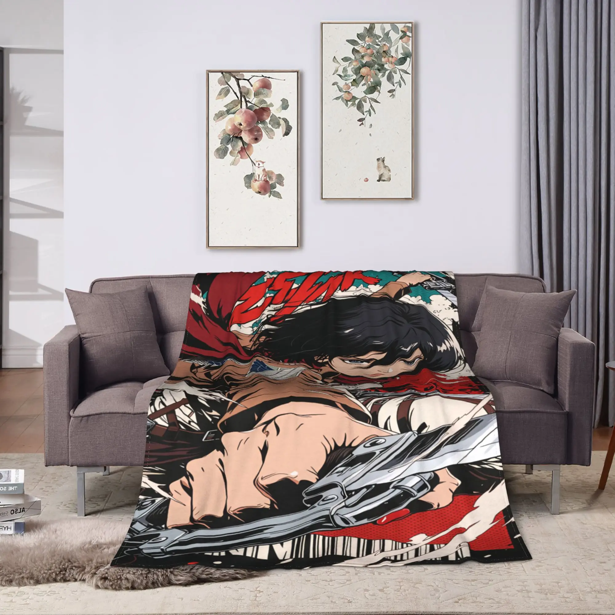 Attacks On Titans Anime Blanket Quality Super Warm  Throw Blanket Winter Camping Outdoor Fashion Bedspread