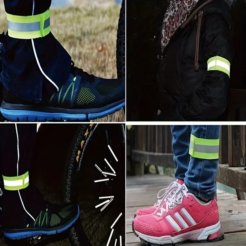 2/4pcRunning عاكس الذراع الفرقة للمعصم الكاحل الساق سلامة عاكس الشريط ليلة المشي الدراجات Led سوار للساعة عالية Visibil #5