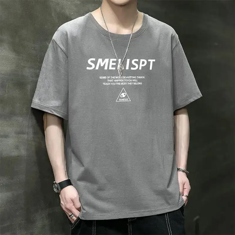 

Men's Summer New Short Sleeve Print Letter Tops Loose All-match Simplicity Youth Casual T Shirts Vintage Fashion Men Clothing