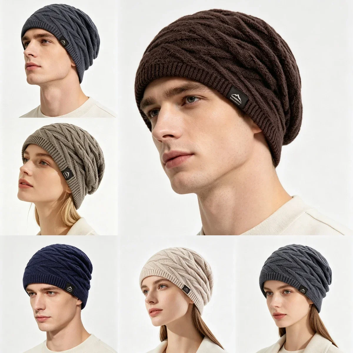 New Keep Warm Slouchy Beanie Hat Stylish Plush Fur Lined Soft Hat Chic Hat Thick Winter Hats For Women Men Knitted Hat