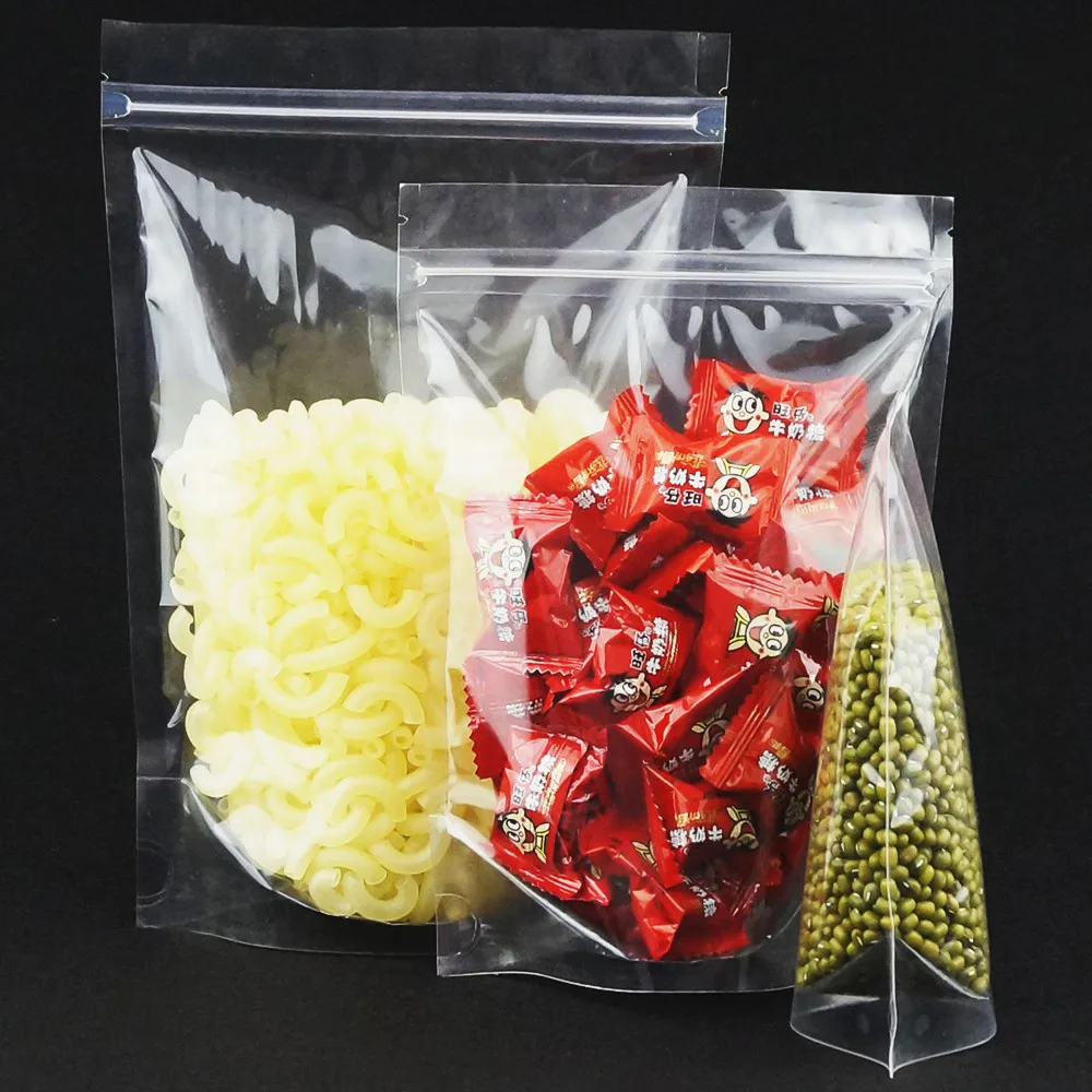 100pcs Reclosable Stand Up Transparent Ziplock Bag - Hight Clear Plastic Zipper Pouches, Underwear / Socks Packaging Doypack