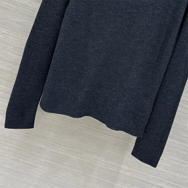 Immagine 5: Maglione da donna Nuovo top elasticizzato in maglia slim fit a maniche lunghe per l'autunno 2026, pullover in lana con scollo rotondo, maglione da donna