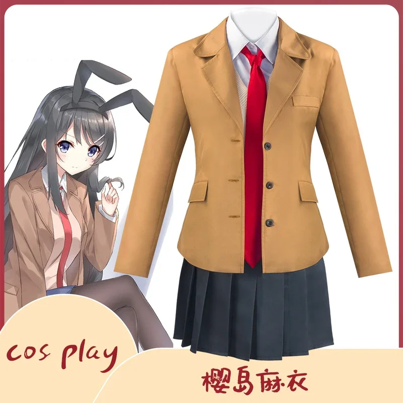 Anime Sakurajima Mai Cosplay Costume Rascal Does Not Dream of Bunny Girl Senpai Mai Sakurajima Cosplay Wig Bunny Ears Headwear