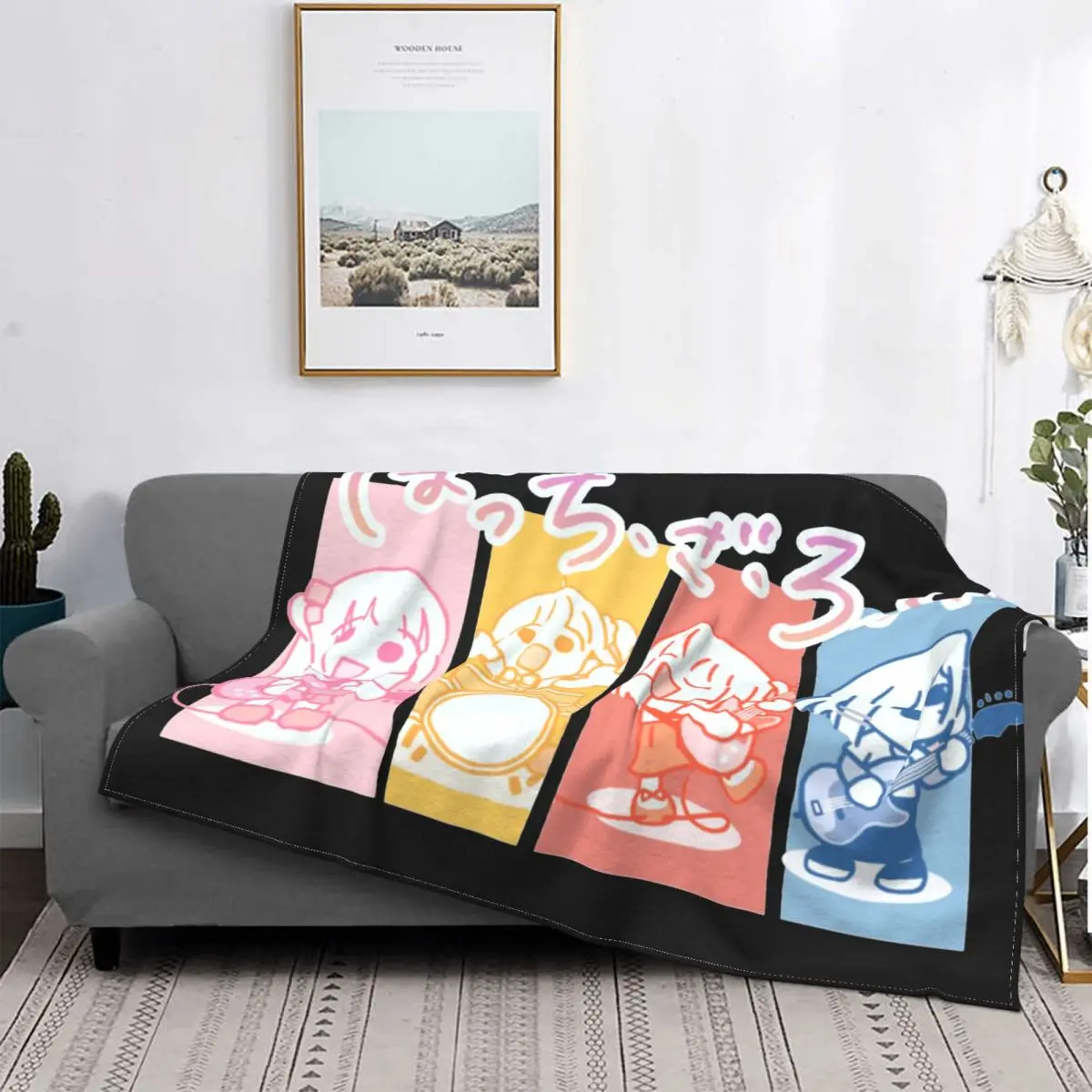 

Anime Bocchi The Rock Velvet Throw Blankets Blanket for Bed Office Soft Bedroom Quilt