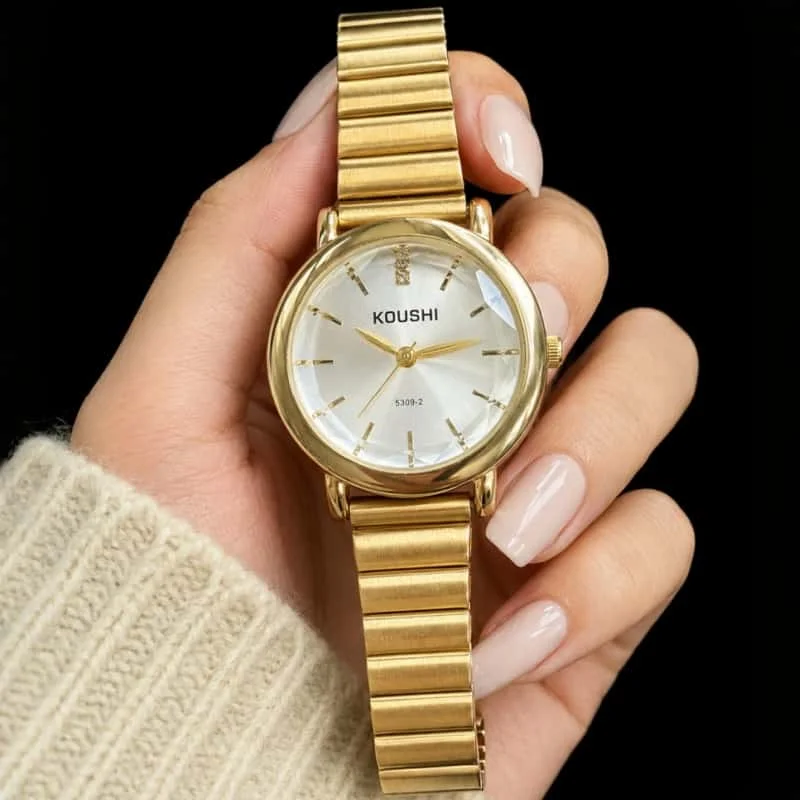 Famous Brand Round Dial Women's Watches Exquisite Simple Gold Silver Quartz Ladies Wristwatches Fashion Elegant Female Clock