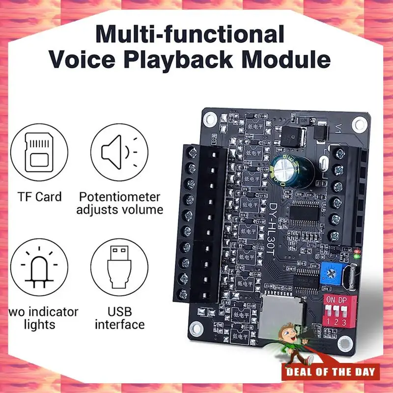 24-Hour Delivery 30W MP3 Voice Playback Module DY-L30T 9 Trigger Music Player Power Amplifier Board TF Card 32G Max WAV DC 12V 2