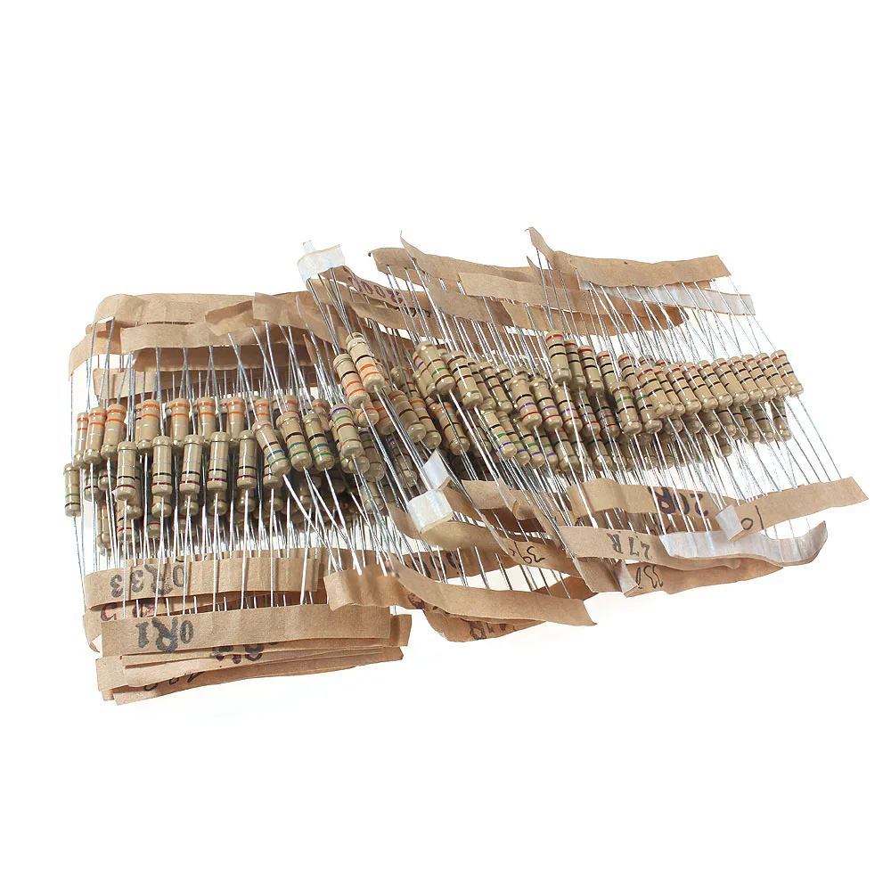 300 قطعة/الوحدة 1 واط الكربون فيلم المقاوم عدة 0.1R ~ 750R 30 قيم المقاومة مجموعة DIY بها بنفسك المكونات الإلكترونية 5% اللون حلقة المقاومة