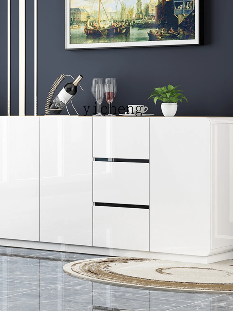 ZC Ultra-Thin Sideboard Cabinet Simple Modern Paint White Cupboard Tea Cabinet Wine Cabinet Storage Cabinet