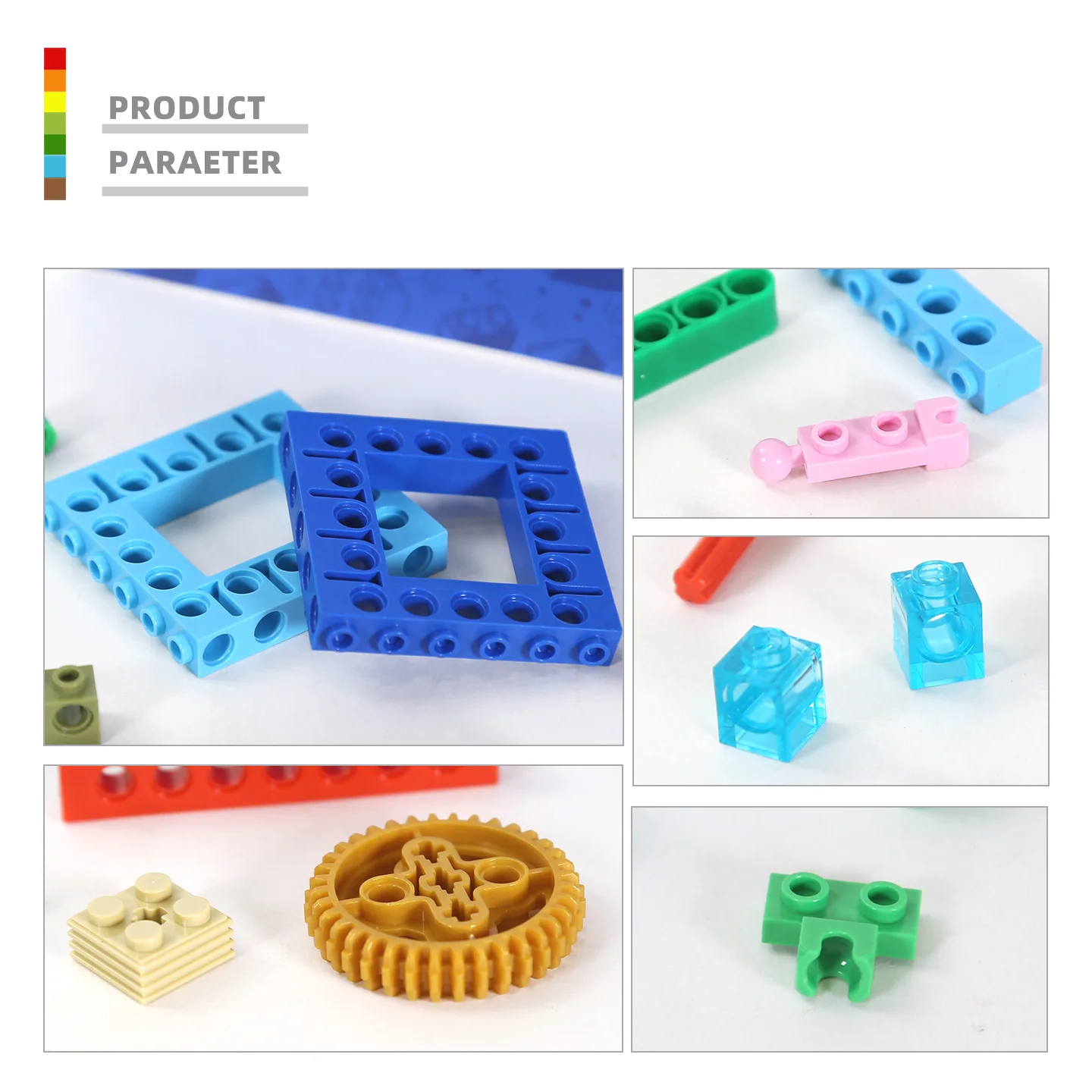 Wange 1433/500g Randomly assembled axle, gear, peg, crossbar components, compatible with mechanical power building blocks for