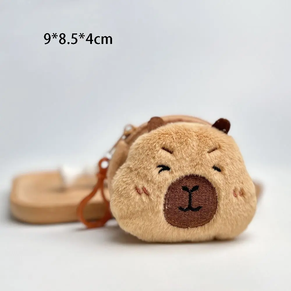 Nouveau créatif Capybara Anime en peluche porte-monnaie Kawaii dessin animé sacs pendentif rond sac de rangement belle casque sac