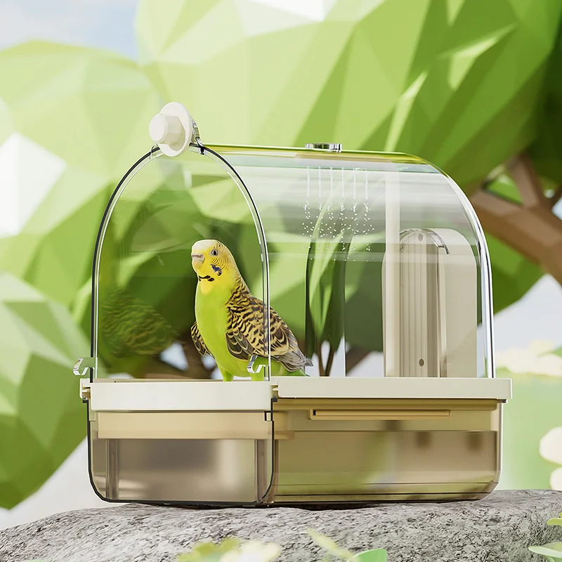 New Automatic Smart Parrot Bath Bird Shower Hanging Bathtub Birds Accessories For Bird Canary Budgerigar Cockatiel Lovebird