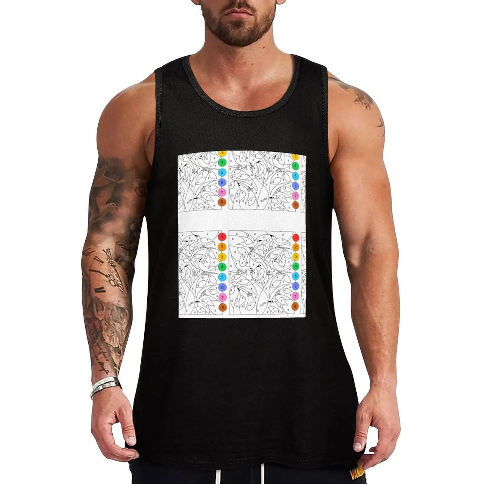 

Color By Number Tank Top Casual Daily Wear Tank Top Relaxed Fit Soft Shirt