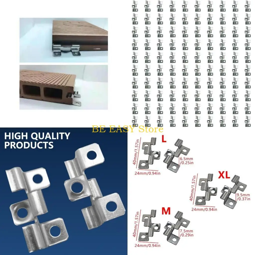 

E28F 100pcs Decking Clip Stainlesses Steel Fastening Set for Composites Deck Boards With Hide T Clip and Durability Screws