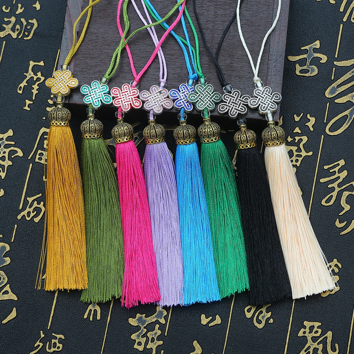 1pc 18cm Alloy Chinese Knot Charms Tassel 22 Colors Fringe Tassels For Handmade Diy Crafts Phone Chain Making Sewing Accessories