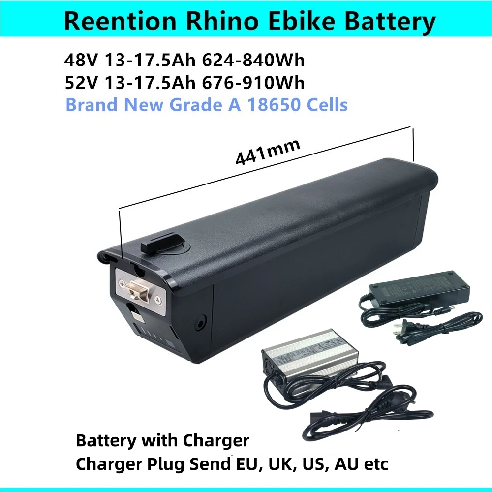 Reention Rhino Ebike Battery 48V 13Ah 15Ah 16Ah 17.5Ah 52V 17.5Ah for Escape Pro Rize City Leisure Tor Plus Biktrix Challenger 2