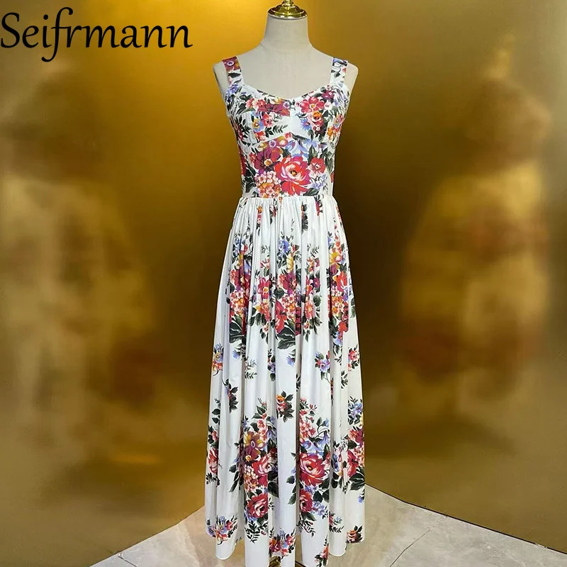 Seifrmann 2026 Neues Damenkleid Sexy Spaghetti-Träger Rückenfreies Modisches Bedrucktes Baumwoll-Freizeitkleid für den Urlaub