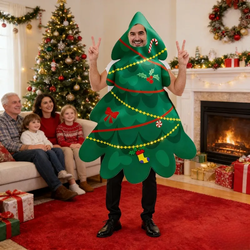 

St Patricks Day Christmas Tree Costume Printed Carnival Cosplay Stage Performance Outfit