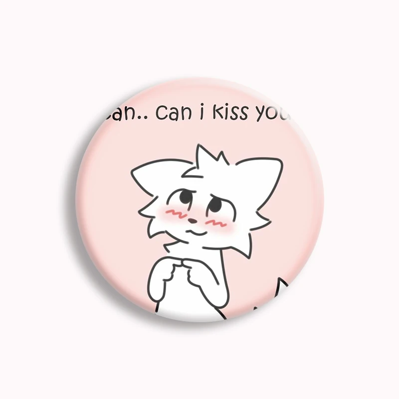 Boykisser Silly Cat Meme Soft Button Pin Autism Cats Meme Can I Kiss You Funny Brooch Badge Kawaii Bag Decor Friends Gifts
