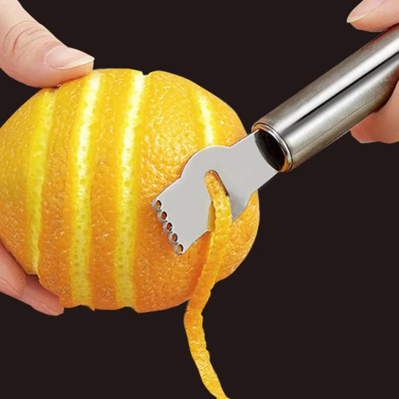 Lemon Zest Peeler for Cocktails Stainless Steel Orange Rind Peeler Tool Orange Citrus Twist Peeler with Channel Knife MS-339