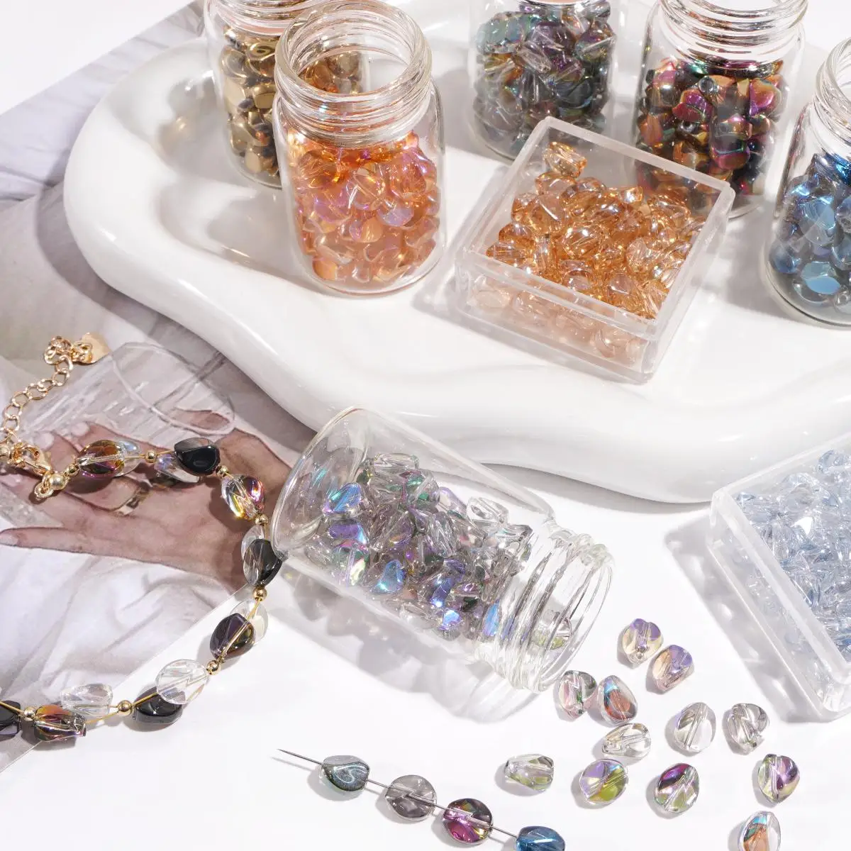 10/30Pcs/lot 7x8mm Glass Faceted Elliptical Beads Colorful Loose Spacer Beads For Jewelry DIY Handmade Making Accessories