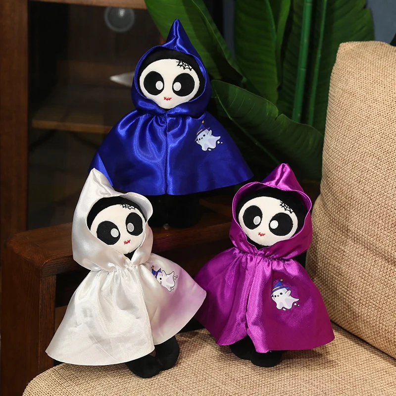 35cm New Halloween Ghost 5 Color Cloak Plush Doll Kawaii Soft Dress Up Stuffed Cute Horror Monster Gothic Skull Dolls Kids Gifts