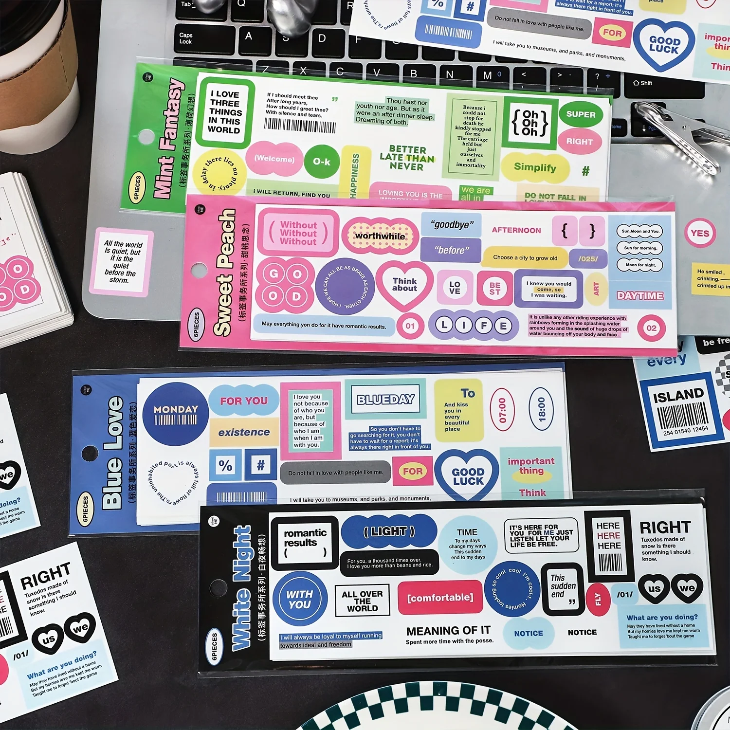 6 Sheets Simple ins Label  Stickers for Scrapbooking DIY Decorative Material Collage Journaling