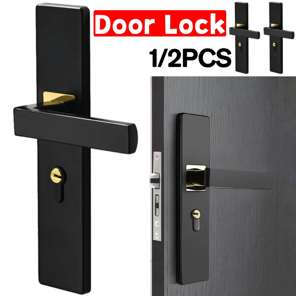 1/2PCS Mute Door Lock Anti-theft Metal Door Security Lock with Keys Security Entrance Door Handle Lock for Interior Wood Door